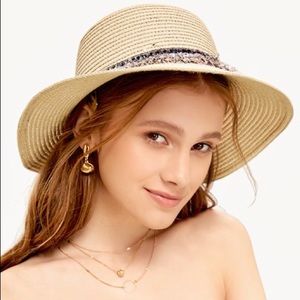 NWOT Boho Straw Round Wide Brim Statement Hat